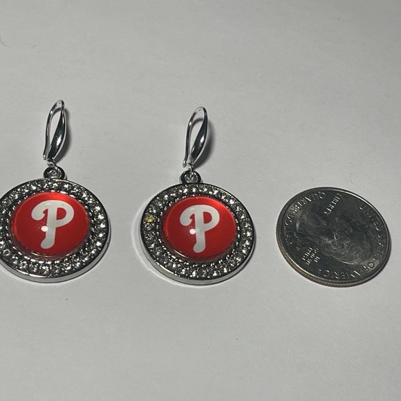 Philadelphia Phillies MLB Fashion Dangle Rhinestone Earrings NEW - Picture 4 of 5